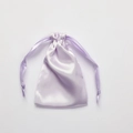Elegant light purple satin silk drawstring bag with ribbon closure on white background - Light Purple