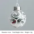 6cm transparente Weihnachtskugel mit Glitzermustern, Tannennadeln und roten Beeren - 6cm Rote Beere Wirbelmuster Stil