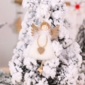 White plush heart angel hanging ornament with gold wings for Christmas tree decor - White Angel (K-TS144)