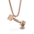 Collar con colgante de mancuerna de acero inoxidable oro rosa y cadena de caja fina - Mancuerna (KP79023) / Oro rosa