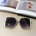 Square gold metal sunglasses with purple gradient lenses and white trim accents - White