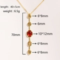 Dimensioni della collana placcata oro 18K con pietre rosse e ciondolo lungo 70mm - Oro