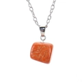 Irregular red jasper natural stone pendant on a slim silver chain necklace - Silver+Red Stone