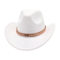 Detailed view of a white western cowboy hat featuring a sparkling gold sequin hatband - One Size / White