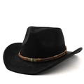 Cappello da cowboy nero in scamosciato con fascia intrecciata e stemma teschio di toro - M (56-58cm) / Nero