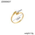 Detailweergave van gouden asymmetrische open ring met afmetingen en gele stenen - Goud + Gele Zirkonia