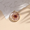 Handmade gold resin charm with pink dried flower and gold foil petals - Peach/Gold