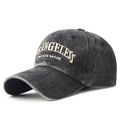 Berretto da baseball in cotone grigio scuro lavato vintage con ricamo Angeless - Regolabile / Nero