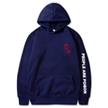 Sudadera azul marino con capucha, estampado de rosa y letras en la manga - S / Azul Marino 344