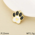 Ciondolo zampa di gatto in smalto con cuore dorato per creazione gioielli DIY - Stile Impronta di Zampa Bianco e Nero (KLJ10438-ZLA)