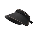 Black UV protection sun visor hat with gold trim and breathable mesh brim for women - Black