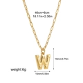 Gold-plated bubble initial W pendant necklace on a modern paperclip chain for women - Letter W