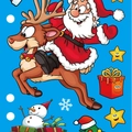 Christmas static window cling with Santa Claus riding a reindeer and snowman decor - W-04 (Approx 30*20cm)
