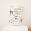 16-inch silver number 5 foil balloon for children's birthday party celebration decor - Number 5 / 16" / Silver