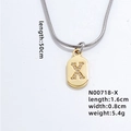 Collana a serpente argento con ciondolo rettangolare dorato e lettera X in zircone - Lettera X / 50cm