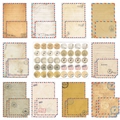 Retro airmail stationery set with 10 vintage paper styles, envelopes and stamp stickers - Aviation Stamp Style