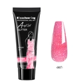 Glitter pink extension acryl gel in black tube for UV LED nail art, shade 07 - Rose Red Glitter (07)