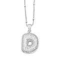 Pendente lettera D in argento con zirconi cubici trasparenti scintillanti - Lettera D / Argento