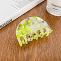Neon green and white patterned acetate claw clip with a sleek semicircular design - 6.8cm / Fluorescent Green