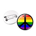 Broche rayée arc-en-ciel avec symbole de paix noir et support en métal robuste - Symbole de la Paix Arc-en-Ciel (Style 18)