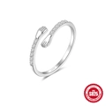 Elegant S925 sterling silver hug ring with sparkling zircon stones in a polished finish - Style 2-Hugging Hands