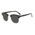 Occhiali da sole polarizzati retrò semi-rimless con montatura nera e dettagli oro - Montatura Nero Oro Lenti Grigie (Stanghette Sottili)