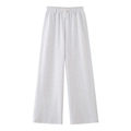 Women's light grey wide-leg drawstring sweatpants with side pockets and elastic waist - S / Pants / Mixed Grey