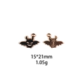 Front and back detail of 15x21mm bat alloy charm with black oil drip for DIY jewelry - Cartoon Bat
