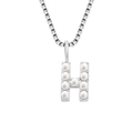 Silver-tone stainless steel necklace featuring a pearl-inlaid initial H pendant - H-Steel Color