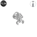 Scorpion shape G23 titanium labret stud with internal thread and silver finish - Silver Scorpion Style (G23LAI086-S)