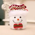Christmas snowman drawstring gift bag with white plush fabric and knit texture closure - Doll Storage Drawstring Bag [Snowman]