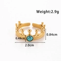 Adjustable golden crown ring with turquoise stone inlay and engraved weight specifications - TR143-Crown Style