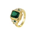 Bague Art Déco avec zircon vert taille émeraude et design géométrique vintage doré à l'or - US 6 / Or Zircone Verte