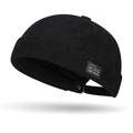Gorro docker negro de pana con parche vintage y correa ajustable para hombres y mujeres - Ajustable / Negro