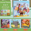 Magnetic 3-in-1 animal puzzle set for toddlers with zebra elephant and lion designs - Animal Theme [3-in-1 Magnetic Book]