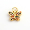 Golden butterfly pendant with multi-color zircon stones for DIY jewelry making - Rainbow Gem Butterfly Style (14)