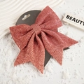 Sparkly rose pink Christmas bow decoration for trees and festive window displays - No.4 21*24CM (1pc) / Pink