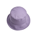Detail view of purple cotton bucket hat with parallel reinforced stitching on the brim - Purple
