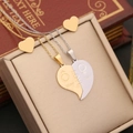Macro shot of gold and silver heart puzzle necklaces for couples in a jewelry box - Boy Girl Two-Tone Heart Style (6#)