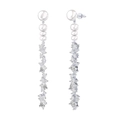 S925 sterling silver drop earrings with white natural pearls and sparkling zircon tassels - Silver Four-Pearl Tassel Drop Earrings (GPE62-P)
