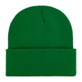 Solid bright green acrylic knit beanie for winter outdoor warmth and protection - Green