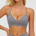 Soutien-gorge de yoga gris foncé à col en V avec bretelles fines réglables - S / Gris Foncé