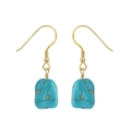 Elegant S925 sterling silver drop earrings with turquoise stones and gold hooks - Natural Turquoise Hook Drop - Gold