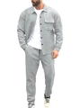 Schmal geschnittener Herren-Freizeitanzug in Grau mit strukturierter Jacquard-Optik - S / Hellgrau