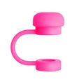 Pink silicone peach blossom straw cover for Stanley cup with flexible ring design - Rose Red Cylinder