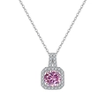 925 sterling silver necklace featuring a 1 carat pink moissanite square pendant - 1 Carat, 6.5mm / Pink