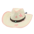 Λεπτομέρεια από ψάθινο καπέλο cowboy με ροζ tie-dye, τυρκουάζ λουράκι και σχέδια αστέρια - Ένα μέγεθος / Ροζ Με Σχοινί Ανέμου (Τυρκουάζ)
