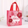 Pink Mother's Day non-woven gift bag with floral prints and Happy Mother's Day greeting - Style 4008-1 (HAPPY Mother's DAY) / 23*22*11cm