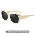 Women's polarized fit-over sunglasses in cream white frames with black grey lenses - Off-White Frame Grey Lens
