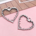 Silver spiky heart pendant in metal for DIY jewelry making accessories - Hollow Spiked Heart